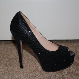 Cathy Jean Black Sparkly Stilettos (Size 6)